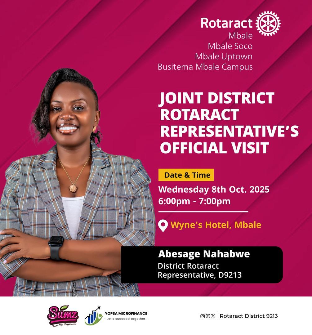 ✨ “They say wisdom comes from the East"-and this week, it shines through Mbale as DRR <a href="/AbesageN/">Nahabwe Abesage</a> continues her journey with the wise Rotaractors of Mbale, Mbale Soco, Mbale Uptown, and Busitema Mbale Campus. 
Join us today &amp; tap into the wisdom!