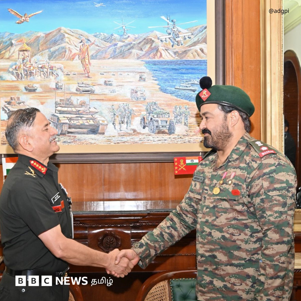 bbctamil's tweet image. நடிகர் மோகன்லாலை பாராட்டிய ராணுவ தலைமைத் தளபதி

மலையாள நடிகர் மோகன்லாலுக்கு தாதா சாகேப் பால்கே விருது சமீபத்தில் வழங்கப்பட்டது. இந்நிலையில், லெப்டினன்ட் கர்னல் (கௌரவ) பதவி வகிக்கும் அவரை இந்திய ராணுவ தலைமைத் தளபதி ஜெனரல் உபேந்திர திவேதி பாராட்டினார். 

#Mohanlal #IndianArmy