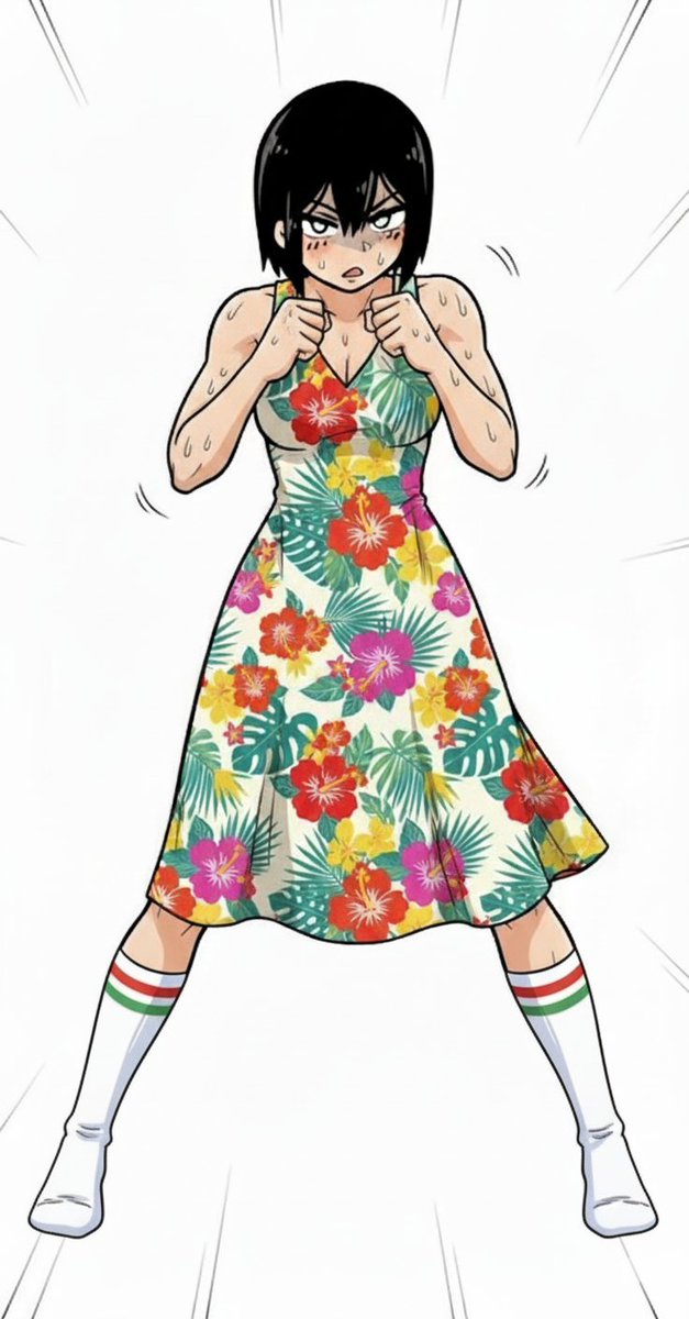 ta___star's tweet photo. 嫌がるボーイッシュな幼なじみ女子ボクサーに花柄のワンピースを着せてみた https://t.co/g3uUQGfJHZ