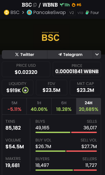 cryptodotnews's tweet photo. $BNB memecoin $BSC i.e Binance Super Cycle hits ATHs at $29 million. 

Currently consolidating at $23.5 million, will the token be able to break $50 million before the BNB hype goes away? https://t.co/6Tk6pWU8Ka