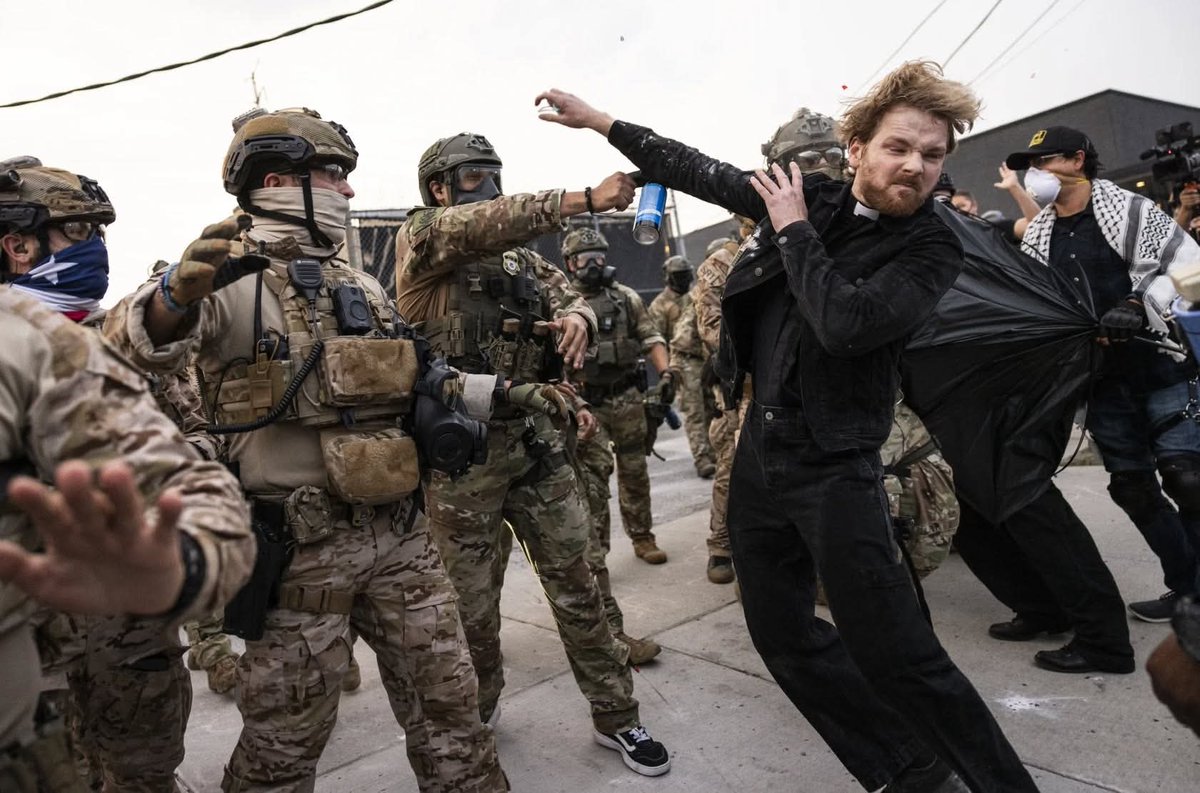 johnhg7's tweet image. From a seperate incident in Chicago btw. My great Aunt, a nun, marched with civil rights protesters. If she were still with us, she&apos;d be out there with this minister.