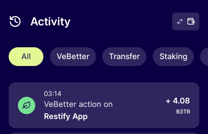 Hacnen10's tweet photo. First day of the multiplier at @Restify_App .

Now Restify will reward those, who vote for the dapps.

Those, who sit on B3TR or just sell out, will be at a loss now. 

Better to vote and get more rewards by doing sustainable actions. 

#Restify #VeBetterDAO #B3TR #VET #VTHO https://t.co/Vd3eslohtm