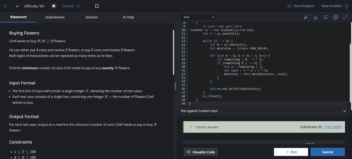 AdarshKumar206's tweet image. Day 178 of #100DaysOfCode on #codechef #DSA #LearnInPublic #buildinpublic #remote #connect #remotework #remotejob #java #coding #programming #100daysofcodechallenge #logicbuilding #cp #Learning #developer
