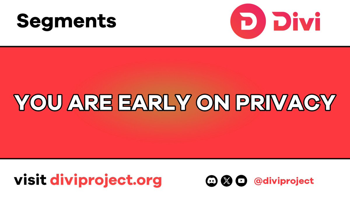 DiviProject's tweet image. 𝗗𝗶𝘃𝗶 𝗦𝗲𝗴𝗺𝗲𝗻𝘁𝘀 🗞️ 

📜 You Are Early On Privacy
🔗 youtube.com/watch?v=bawLq1…

#DiviSegments $Divi #Sovereignty #Privacy