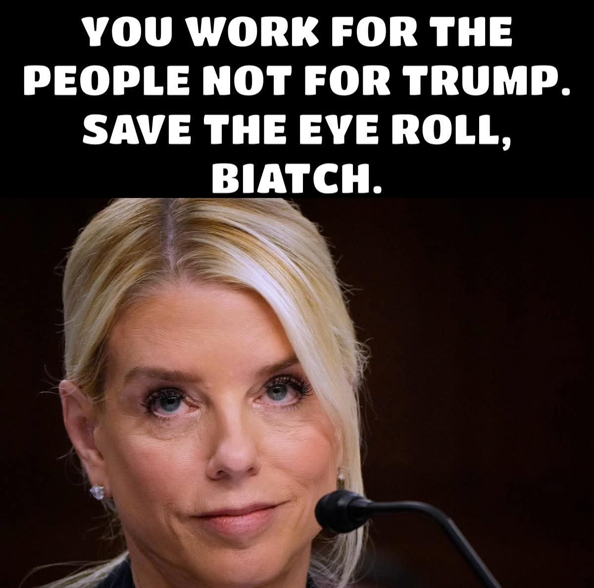 Bondi is eventually going to answer for her conduct in this hearing....Wait until we win back the House and Senate next year!