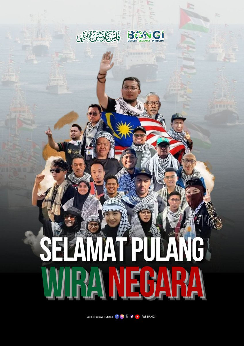 pas_bangi's tweet photo. SELAMAT PULANG WIRA NEGARA

Selamat pulang diucapkan kepada semua peserta #GlobalSumudFlotilla dari Malaysia yang telah selamat pulang ke tanah air malam semalam.

Kepulangan ini bukan pengakhiran.
Ini adalah satu permulaan.

Break the silence. Break the seige.

#Stand4Sumud https://t.co/1zEUQKw1Vw