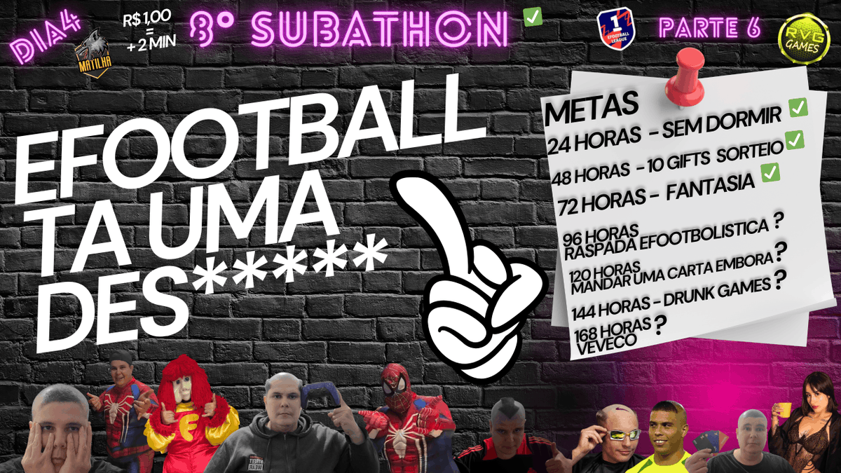 rvgrapha1's tweet photo. BORAAAAAAAAAAAAAAAAAAA
72 HORAS BATIDAS !!!!!!!!
#SUBATHON #LIVEINFINITA #MATILHA
#EFOOTBALL #EFOOTBALL2026
96 HORAS RASPADA EFOOTBOLISTICAS https://t.co/e5TUT5qwil