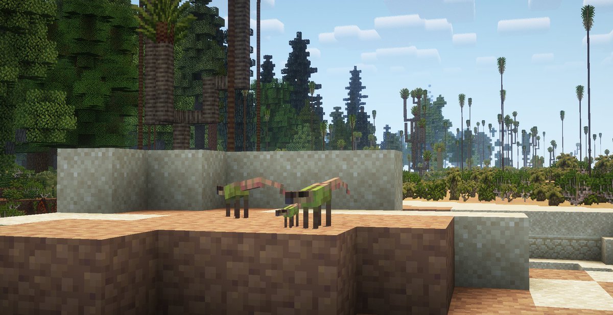 PrehistFaunaMod's tweet image. Meet Macelognathus, an herbivorous land croc from Morrison with a beak! Behind them is a new Morrison Gallery Forest!

#Minecraft #Minecraftmodding #dinosaur