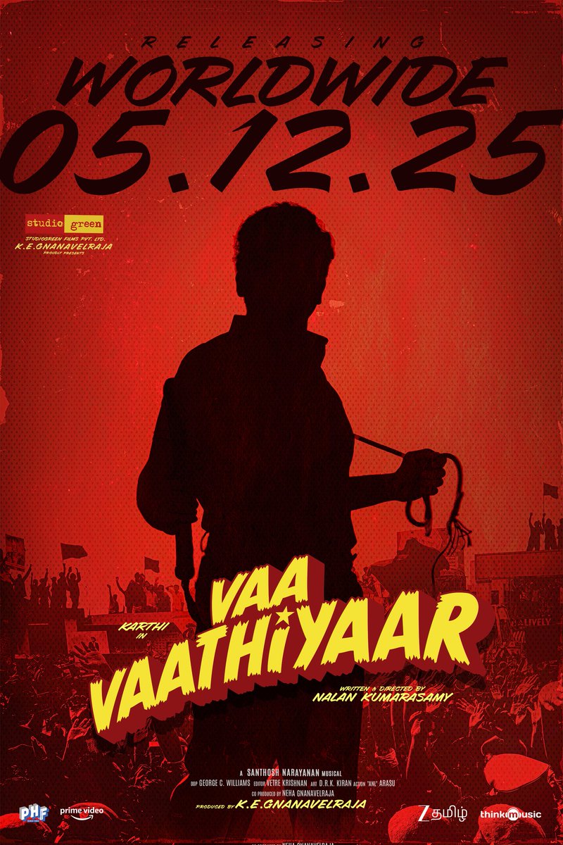 venujitheboss's tweet image. The Swag Master locks the date! 💥
#VaaVaathiyaar storms into theatres on December 05, 2025🔥

A #NalanKumarasamy Entertainer 
A @Music_Santhosh Musical 

#VaaVaathiyaarOnDec5

@Karthi_Offl @VaaVaathiyaar @StudioGreen2 @gnanavelraja007 @IamKrithiShetty #Rajkiran #Sathyaraj…