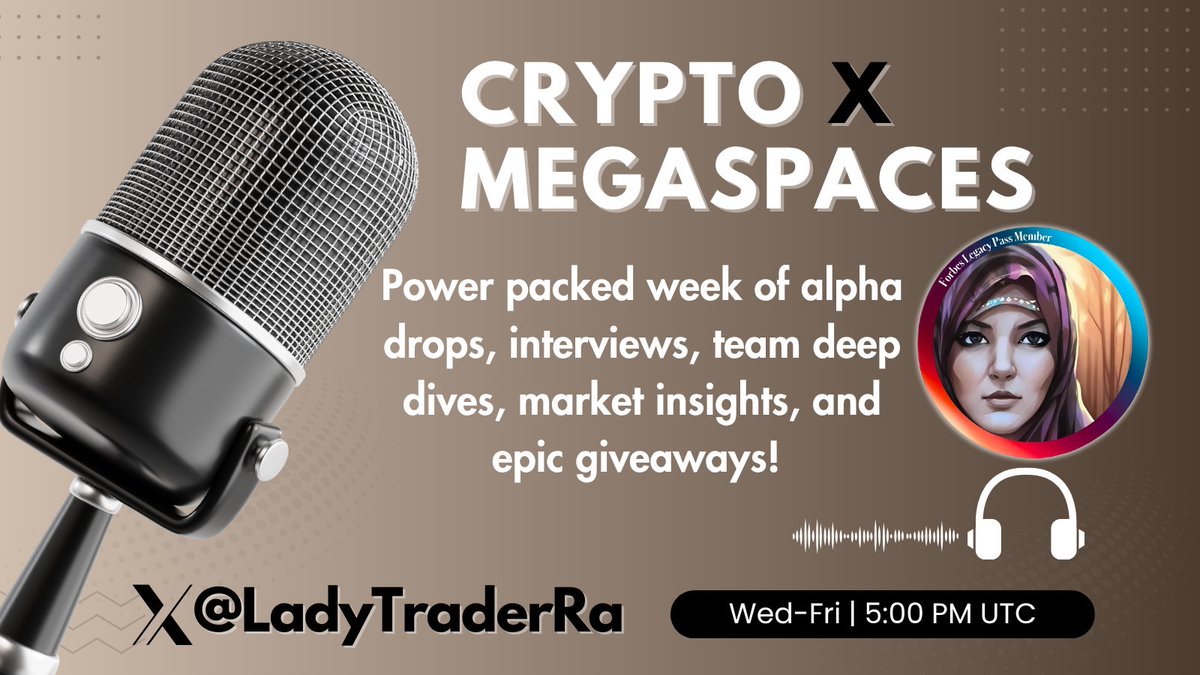LadyTraderRa's tweet photo. 🚨 Weekly Spaces Schedule 🚨
$1200 Giveaway for RaPoints Holders!

We are back with another alpha-packed lineup across Web3, AI, culture, and market talk,  starting Wednesday at 5 PM UTC / 10 AM PST / 1 PM EST! 🎙🔥

This week, I am hosting:
🔹 @AlphaMetaEco  for Web3 Wednesday
🔹@memehq_sol for Tech Thursday
🔹 And of course, your favorite bulls & bears on Friday for the classic FOMO Friday market breakdown

There will be $1200 in prizes up for grab this week for RaPoints Holders. 

Let's break things down day by day 👇👇

Disclaimer: Nothing on my page is to be taken as financial advice. All content and sponsored ads are for educational purpose only. Check the full disclaimer here: https://t.co/nrc9XzGogG  

Disclaimer RaPoints: Collect RaPoints by consistently contributing thoughtful insights and meaningful conversations around my content, Powered by @ReplyCorp

Want to know how many RaPoints you have? Just comment tagging @ReplyCorp and ask OR check the leaderboard here: https://t.co/es9tZFnYqT