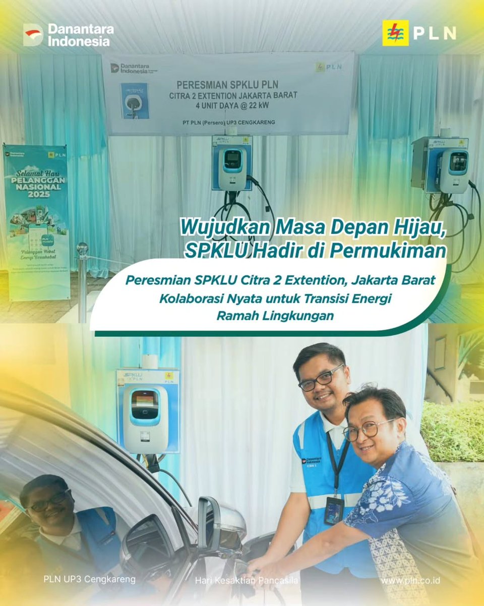 SahabatPLNJkt's tweet image. Peresmian SPKLU di Citra 2 Ext: Kolaborasi Nyata untuk Transisi Energi Ramah Lingkungan ⚡️🚗 

#SPKLU #PLN #PLNUP3Cengkareng #EnergiBersih #KendaraanListrik #TransisiEnergi #KolaborasiHijau #Citra2Ext #PLNHadirUntukAnda