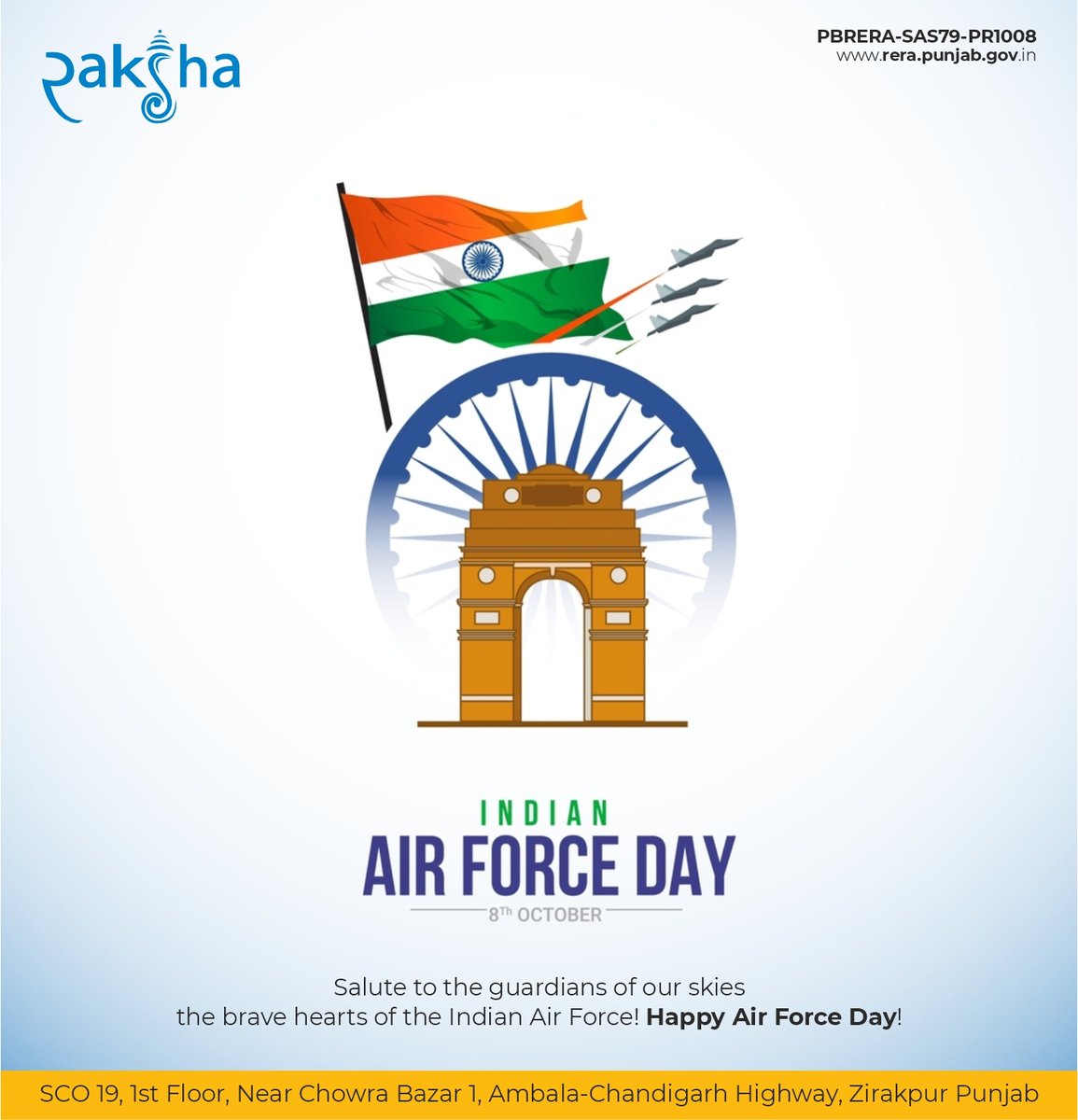 RakshaGroup's tweet photo. Salute To The Guardians of Our Skies The Brave hearts of The Indian Air Force!

Happy Air Force day--Raksha Group!!

#indianairforce #indianarmy #indiannavy #india #army #indian #jaihind #ssb #nda #indianarmedforces #bsf #crpf #parasf #airforce #commando #indianmilitaryacademy https://t.co/0M6njSWwfT