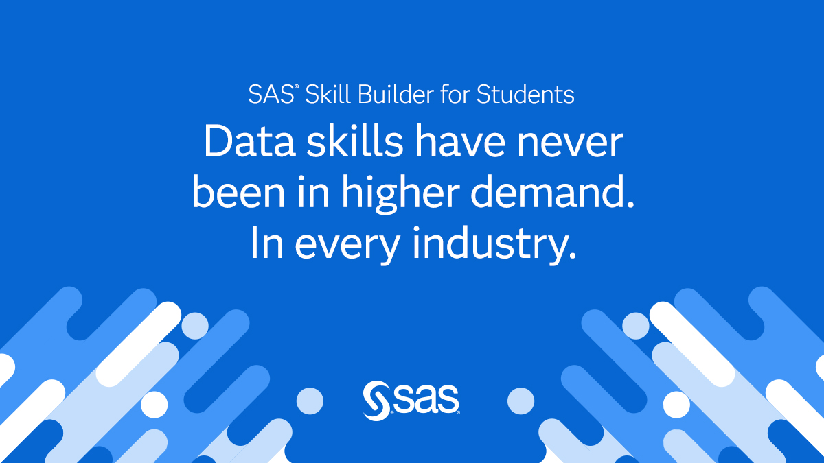 SASsoftware's tweet image. Ready to level up your resume this semester? With SAS Skill Builder for Students, you get free, flexible learning to boost your data skills on your own schedule.

Take that next step toward your career goals: 2.sas.com/6010A5CPk