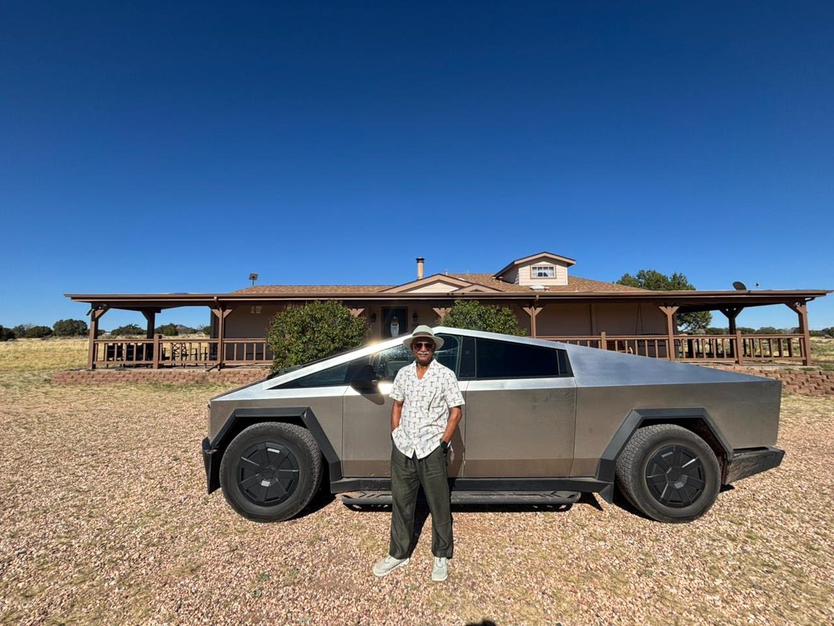 Just returned from an incredible 2,000-mile road trip with my nephew <a href="/prtk1191/">Prateek Agrawal</a> in his Tesla Cybertruck, from Denver to LA. It handled flash rains and every challenge across 2,000 miles with ease, almost feeling sentient in its responsiveness. Full Self-Drive is nearly perfected,