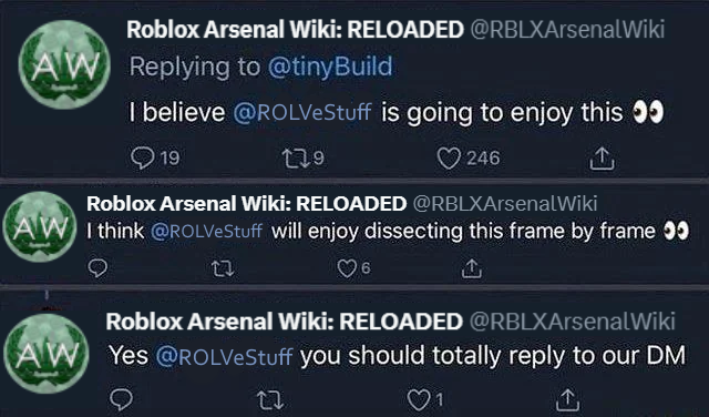 RBLXArsenalWiki's tweet photo. yknow we can get that "official wiki" endorsement so people can look at the #realstuff 👀 https://t.co/N3q4IUlV78