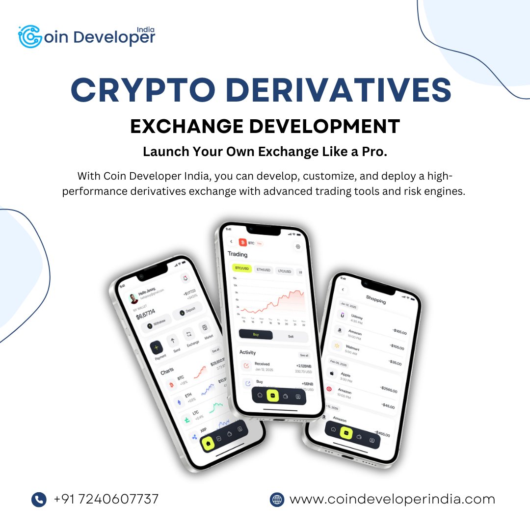 CoinDeveloperIN's tweet photo. 🚀 Build a high-performance, secure &amp; scalable crypto derivatives exchange with Coin Developer India!

💹 Real-time trading
🔐 Enterprise security
⚙️ Scalable architecture
📞 +91 7240607737

🌐 https://t.co/AkHMtgWJZR

#CryptoExchange #Web3Development #Blockchain https://t.co/1KcbIbY3uc