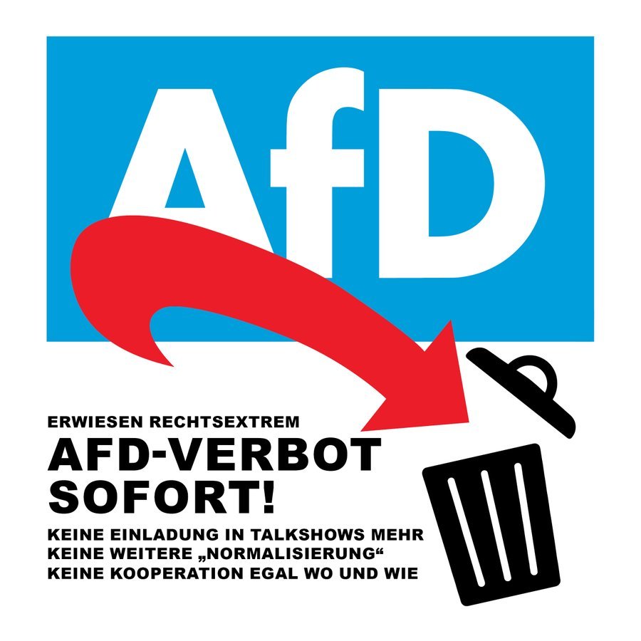 Im Übrigen bin ich der Meinung, dass die gesamte, als gesichert rechtsextremistisch eingestufte AfD jetzt verboten werden muss, um Schaden von unserer freiheitlich demokratischen Grundordnung abzuwenden.

#AfDVerbotJetzt #NieWiederIstJetzt