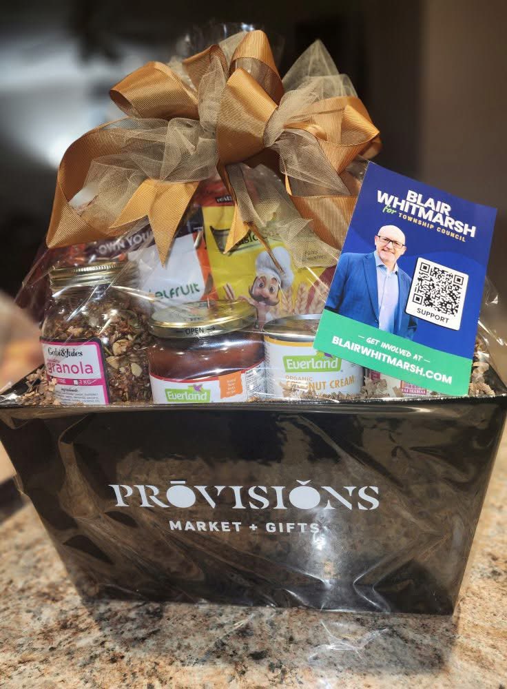 GroveMom's tweet photo. Thank you Emily Li Yan of #ProvisionsMarket+Gifts for hosting a “Meet &amp; Greet” for #BlairWhitmarsh’s By-Election campaign for Langley Township Council.

Opening your business to the community is generous &amp; kind! Thanks for the beautiful basket you curated/donated for this event! https://t.co/addii8gueJ