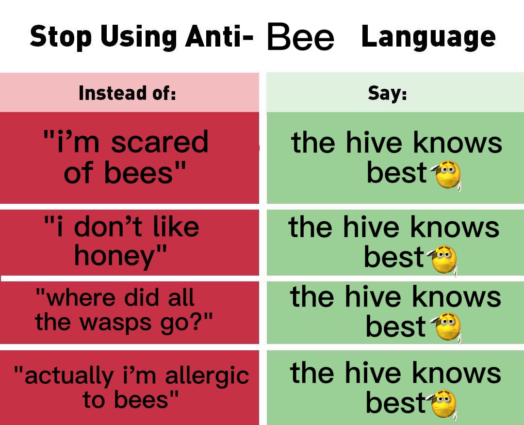 WWaltuhh's tweet image. Fun bee fact!:
The hive knows best.