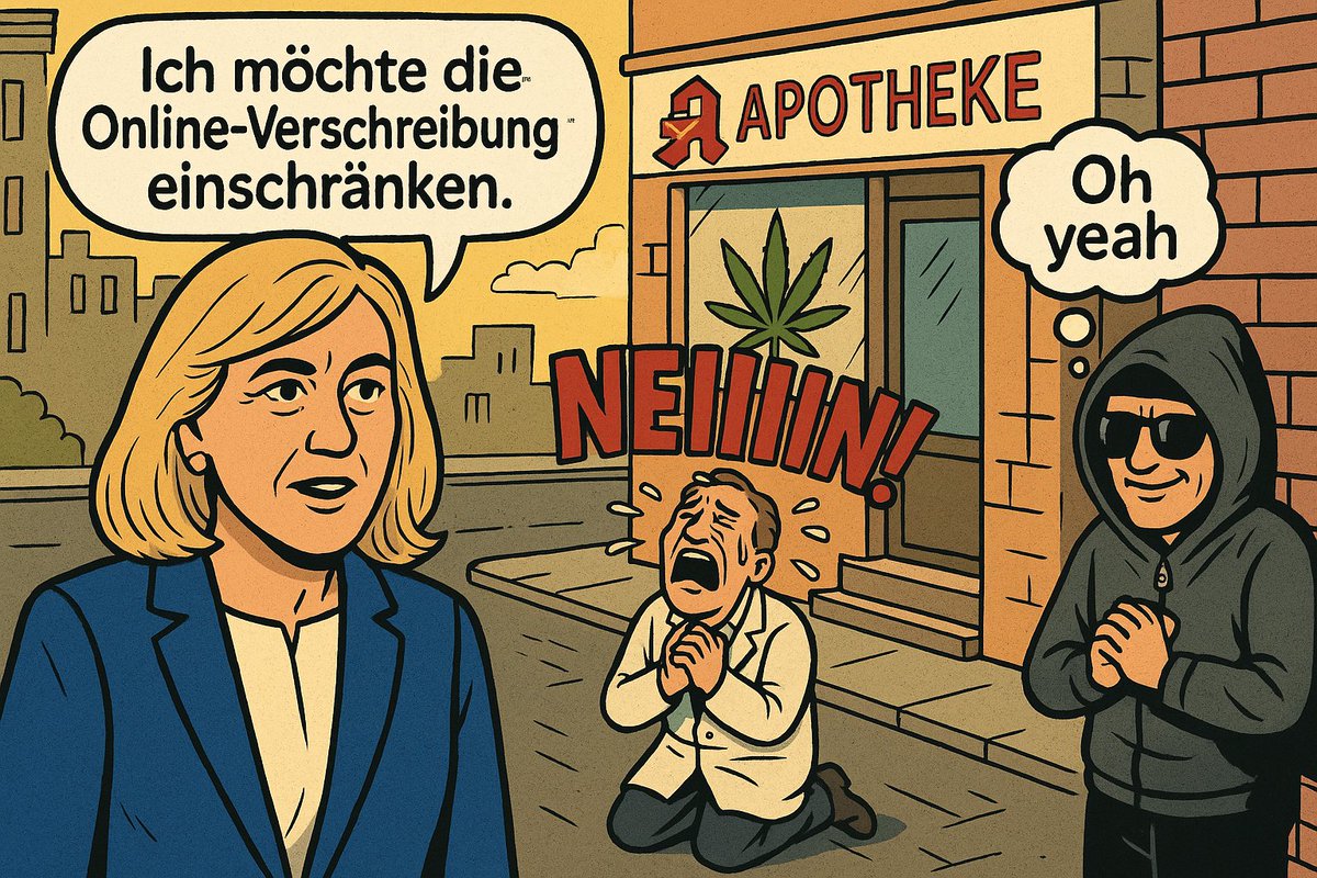 Die einzigen, die von dieser Gesetzesverschärfung ohne jede Not profitieren, sind illegale Händler.

#MehrSchwarzmarktWarken ist ein Konjunkturprogramm für die Organisierte Kriminalität.
🥦
#Cannabis