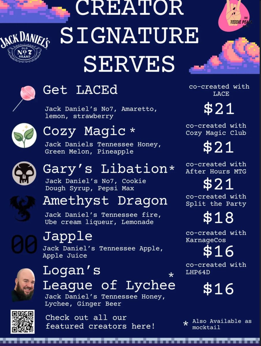 <a href="/PAXAus/">PAX Australia</a> is only TWO days away

During PAX there’s a creator menu 3mins from the con at The Tessie Pearl Hotel featuring Me, <a href="/NigelVictus/">Nigel 'CEO of Jumpstart' Chee</a> , <a href="/LHP64D/">Logan | LHP64D</a> , <a href="/laceysomerville/">LACE</a> , <a href="/AfterHoursPAL/">After Hours</a> , <a href="/SplitThePartyTV/">Split the Party</a> , <a href="/CozyMagicClub/">Cozy Magic Club</a> 

Come try our signature serves powered by <a href="/JackDaniels_US/">Jack Daniel's</a>