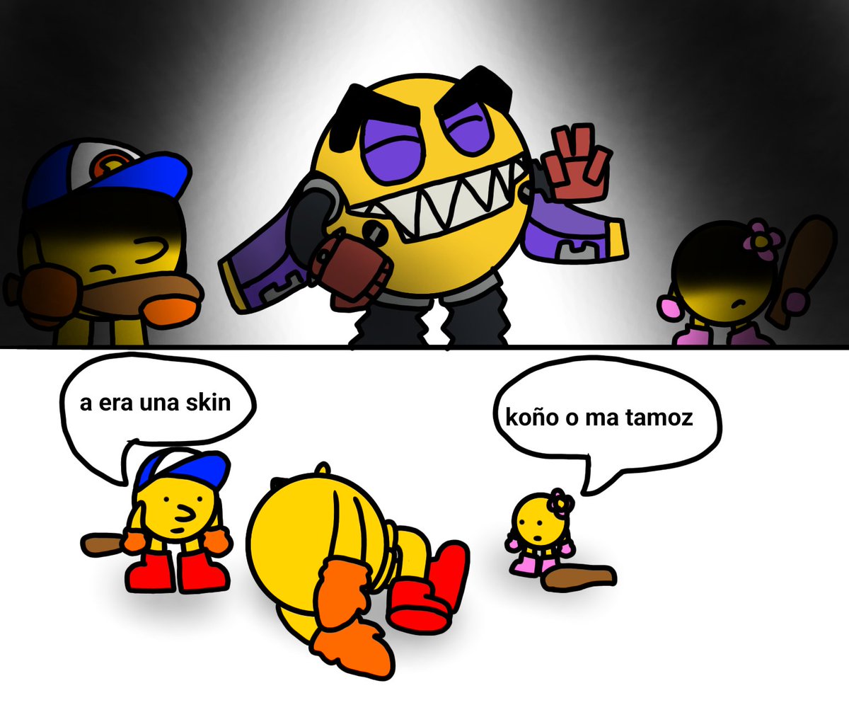 Dibujo de bajo presupuesto Cuando usas la skin de tocman en pacman world 2  re pac, image size:1200x1013