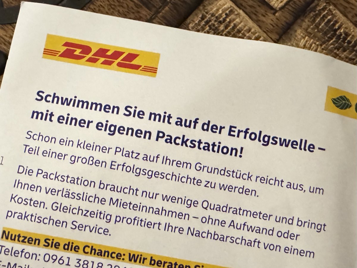 Ich glaube, wir haben in den letzten Wochen zu viel bestellt - aber praktisch wäre es schon…

⁦<a href="/DHLPaket/">DHL Paket</a>⁩ ⁦<a href="/DeutschePostDHL/">Deutsche Post und DHL News</a>⁩ #DHL