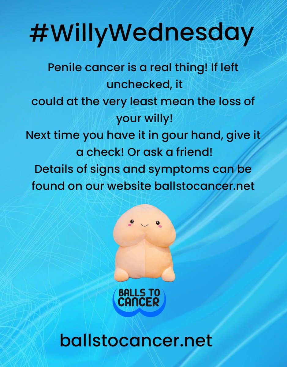 Ballstocancer's tweet photo. It's #WillyWednesday boys, it's often in your hands but rarely checked. Today is the day of the week to take a closer look, check for lumps, bumps, and colour changes in the old boy. For more details check out our website! You don't want to lose it do you? https://t.co/RKrkzQj7OM