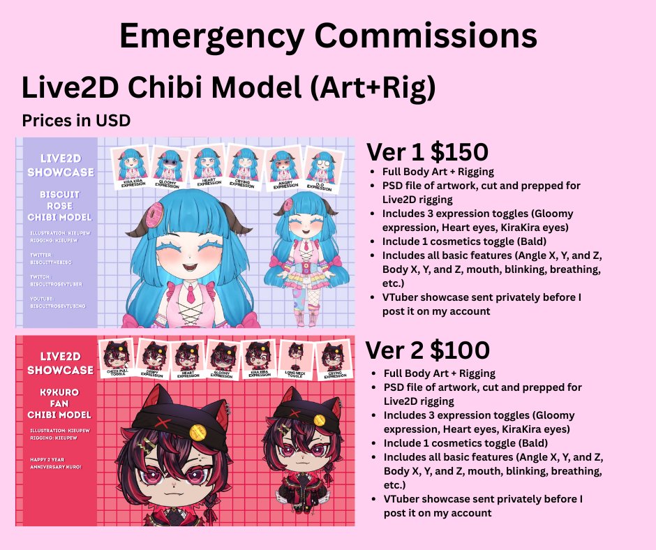 KieuPew's tweet photo. Hii I'll be doing emergency c0mms since I have personal stuff (basically got fucked over by my car insurance + irl stuff) 

I've applied the discount to my vgen services or DM me on discord (KieuPew)
https://t.co/tUQn1UXBwK
#vgen https://t.co/YOHFoNwVL0