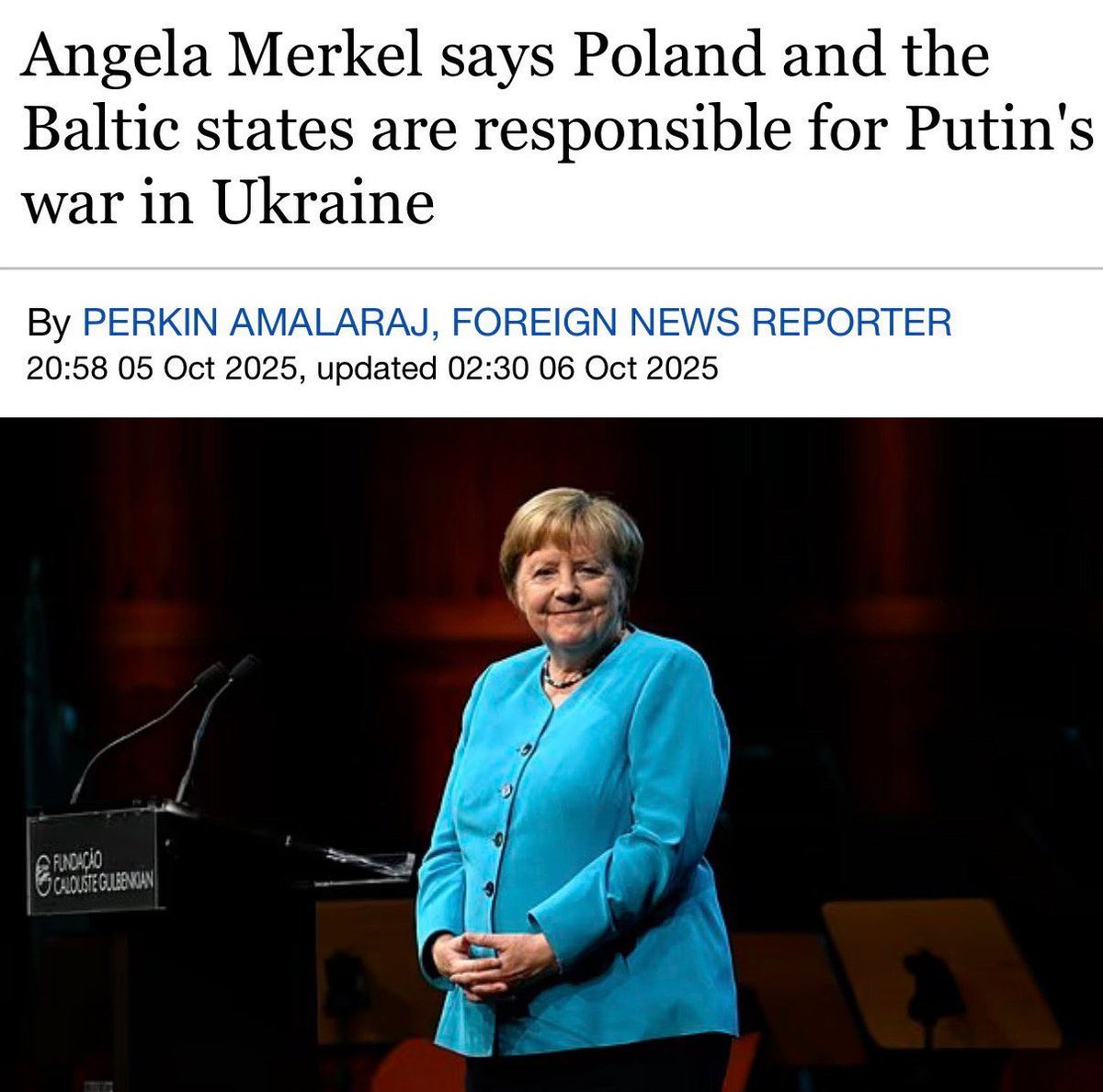 TallbarFIN's tweet photo. Merkel is perhaps one of the most destructive leaders in recent European history.

It was she who blocked the NATO membership action plan for Ukraine and Georgia.

What followed, were russian wars of aggression, first against Georgia and then against Ukraine. https://t.co/kaN32MbNkq