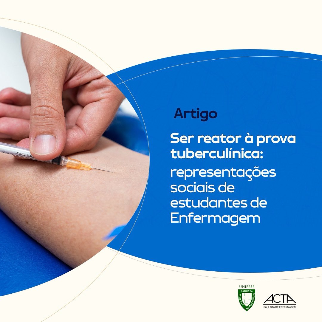 🔔📣 Publicado na @ActaPaulistadeEnfermagem…

🔗 Leia o texto na íntegra: tinyurl.com/ykx5n725

#epe #epeunifesp #somosepe #acta #ape #ActaPaulEnferm #tuberculose #testetuberculinico #representaçãosocial #psicologiasocial