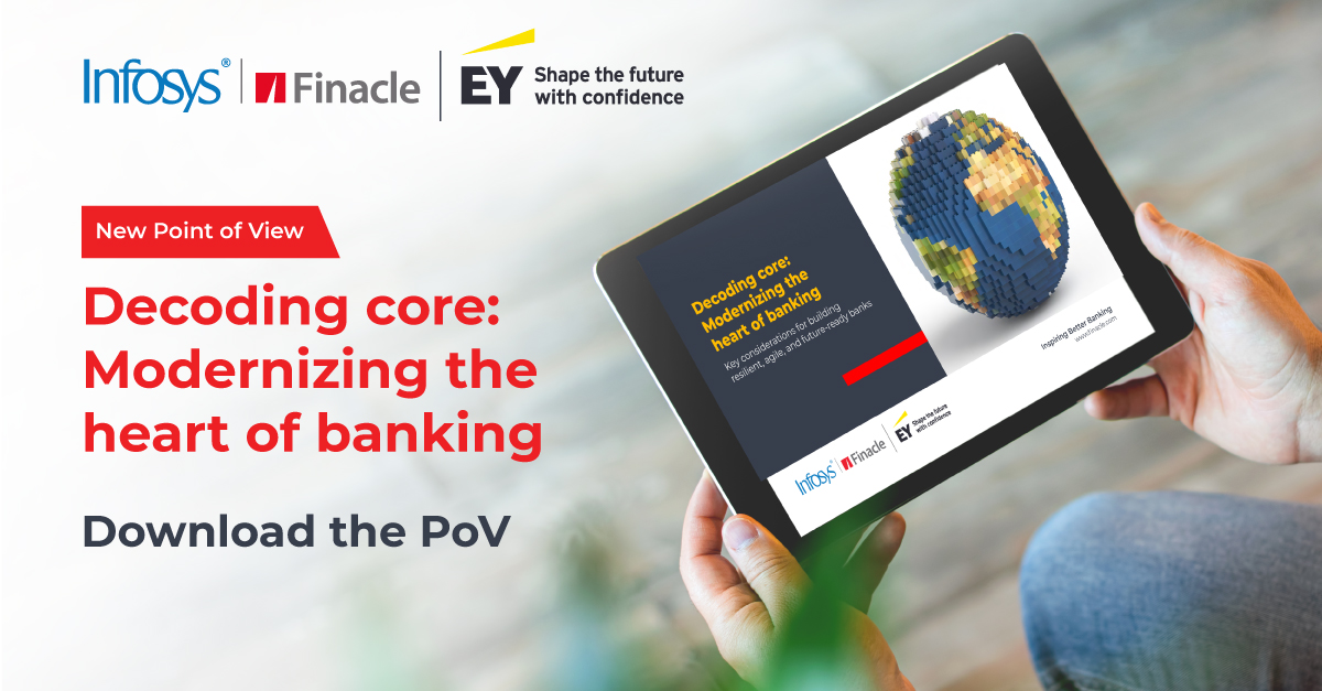 Finacle's tweet image. Our latest POV with EY, Decoding core: Modernizing the heart of banking, outlines practical modernization paths, and must-haves for a future ready core.
 
Download now: okt.to/Y3Fk9A 
 
#CoreModernization #DigitalTransformation #BankingTechnology #Finacle #EY