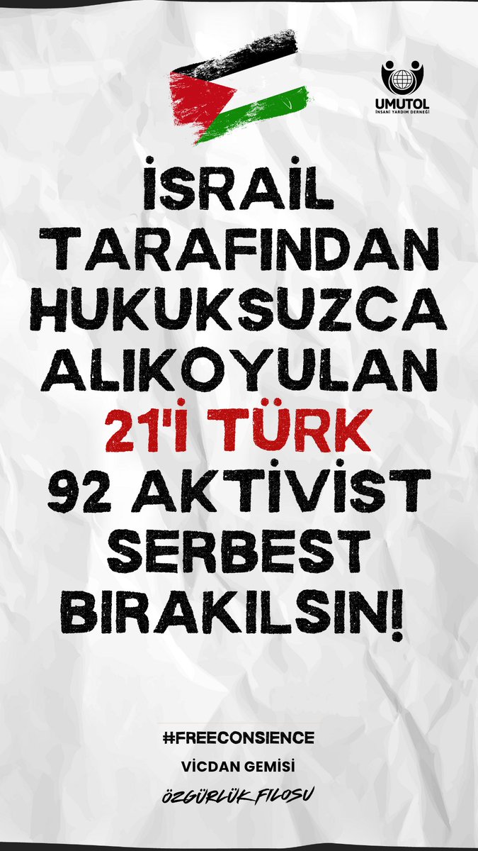 umutolder's tweet photo. İçlerinde Umut Ol İnsani Yardım Derneği Yönetim Kurulu Üyemiz Burak Baygın’ın da bulunduğu 21’i Türk toplam 92 vicdanlı aktivist, İşgalci İsrail tarafından helikopterler ve askeri botlarla yapılan baskın sonucu hukuksuzca alıkonuldu!
📍 #FreeConscience #ÖzgürlükFilosu https://t.co/MymbmVEWcL