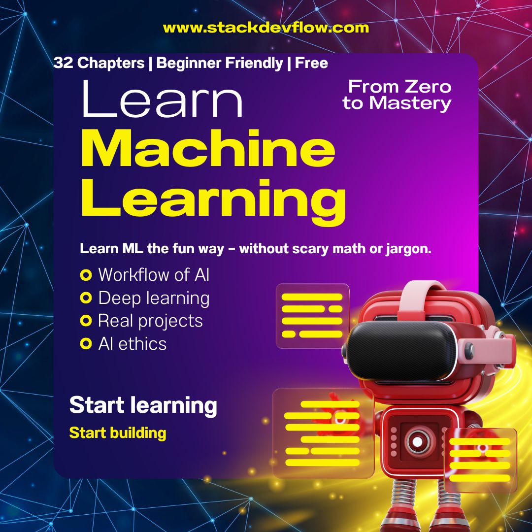 stackdevflow's tweet image. Learn Machine Learning.
No math. No jargon. Just clarity.

📘 Machine Learning: From Zero to Mastery

👉 stackdevflow.com/series/
32 short chapters → Free on StackDevFlow
#LearnAI #MLforBeginners #AICommunity  #developer #Coding