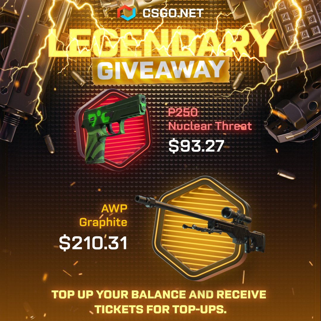 CSGOnet_case's tweet image. ⚡ Legendary Giveaway is live! Who’s already in? 👀
🔥 PROMOCODE "TWSKIN"️
Link: CSGO.net/utm/twp 📌
#CS2