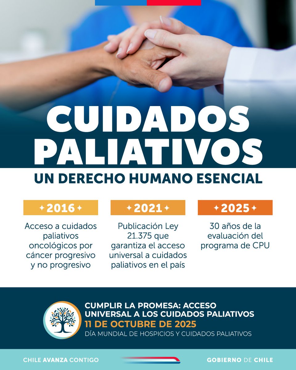▶️El próximo 11 de octubre es el Día Mundial de los Cuidados Paliativos para abogar por la mejora de los servicios de cuidados paliativos en todo el mundo.

Los cuidados no terminan con un diagnóstico. Los cuidados paliativos mejoran la vida, incluso cuando curar no es posible