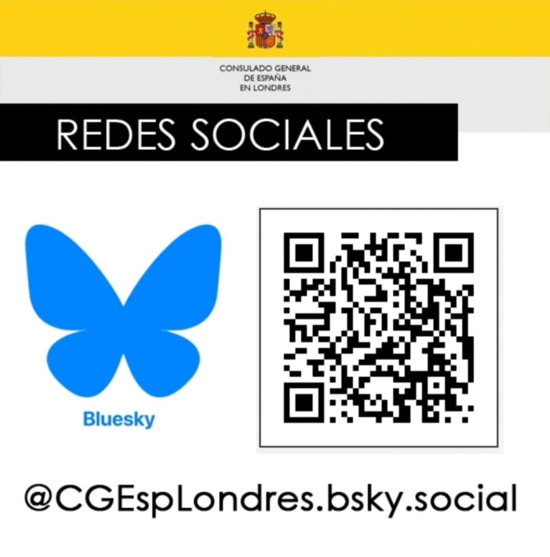 Si eres español@ 🇪🇦 residente en la demarcación consular del Consulado General de España en Londres, también encontrarás información de utilidad en nuestro perfil de la red social BLUESKY  👉🏻<a href="/CGEspLondres/">Consulado General de España en Londres</a>.bsky.social 👈🏻

🔗bsky.app/profile/cgespl…