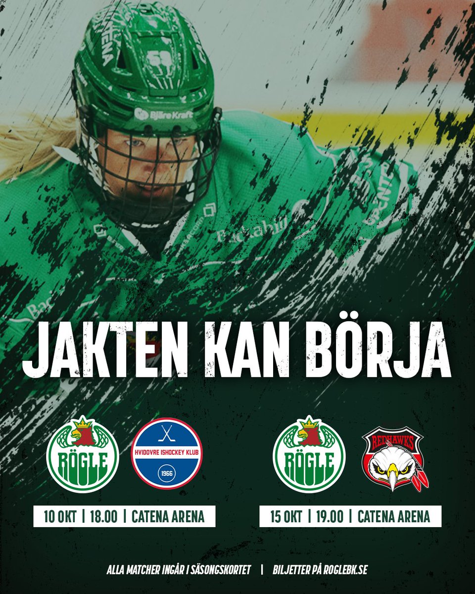 Jakten på SDHL börjar på fredag. 🔥

Nästa vecka väntar säsongens första Skånederby - även det på hemmais.

Alla hemmamatcher i NDHL ingår i säsongskortet 🎟
