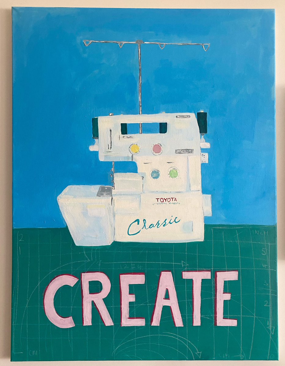 CharleyMc_art's tweet image. CREATE, 2025, 60x80cm, acrylic and pastels 

#CREATE #overlocker #sewing #painting #artwork