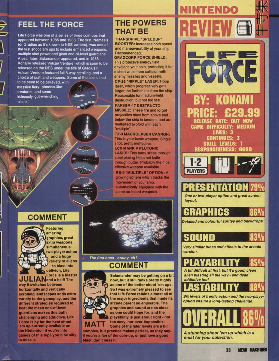 35 years ago, I was playing the best NES shooter I'd seen so far. Life Force (AKA Salamander) was an excellent adaptation of Konami's seminal coin-op and packed a pretty stiff challenge for arcade fans. Quality stuff!