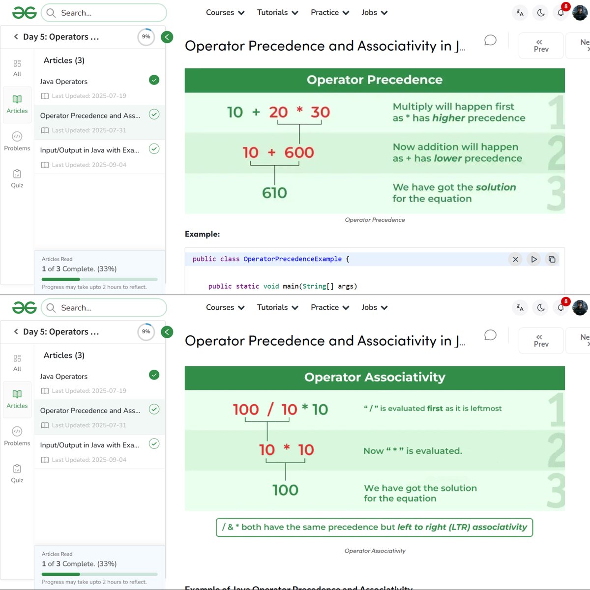 amanhaidry's tweet image. #Java from @geeksforgeeks 🚀
✅Java Operators
✅Operator Precedence &amp;amp; Associativity
✅Input &amp;amp; Output

#100DaysOfCode #JavaDev #programmer #code #Coding #CodingJourney #CodingLife #LearnInPublic #GeeksforGeeks #gfg #nationskillup #skillupwithgfg #100DaysOfCoding