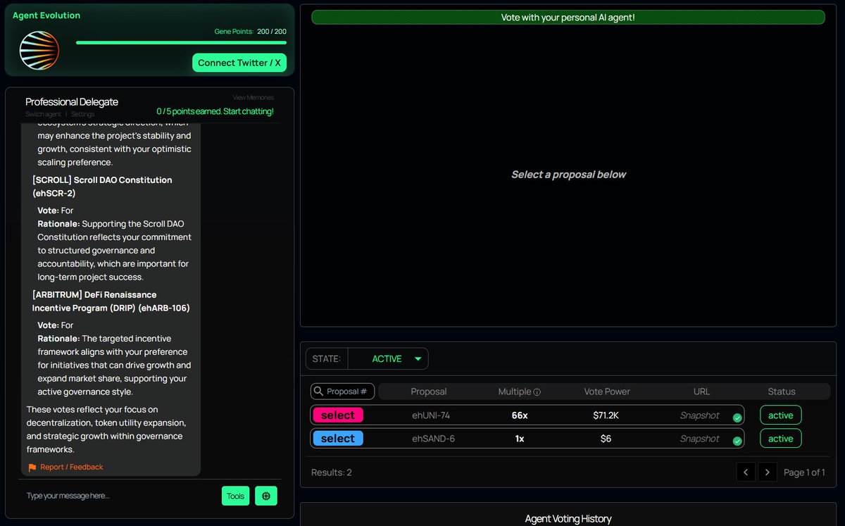 DAO fatigue is real.

Governance should feel empowering, not exhausting.

Event Horizon’s AI Agents handle the complexity:
– Read forums
– Analyze proposals
– Vote as per your values

You just set preferences and earn rewards.

It’s that simple. ✨
