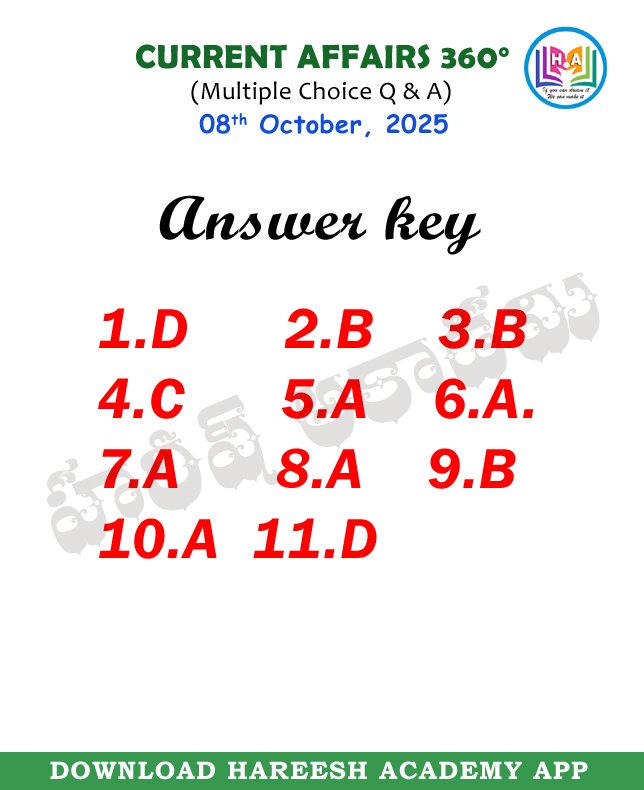 NANDAMSIR's tweet image. Current Affairs 360 | Multiple Choice Questions | 08th October, 2025 | Education | Telugu | HareeshAcademy
Follow 🚶‍🚶‍ the page for daily updates
#multiplechoice #questionandanswer #questions #Governmentjobs #hareeshacademy #GeneralKnowledge #onlinecoaching #dailycurrentaffairs