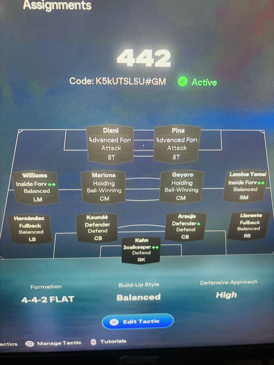 Footimaster's tweet image. Elite division reached using below team and tactics 🔥👇🏽 #eafc #eafc26