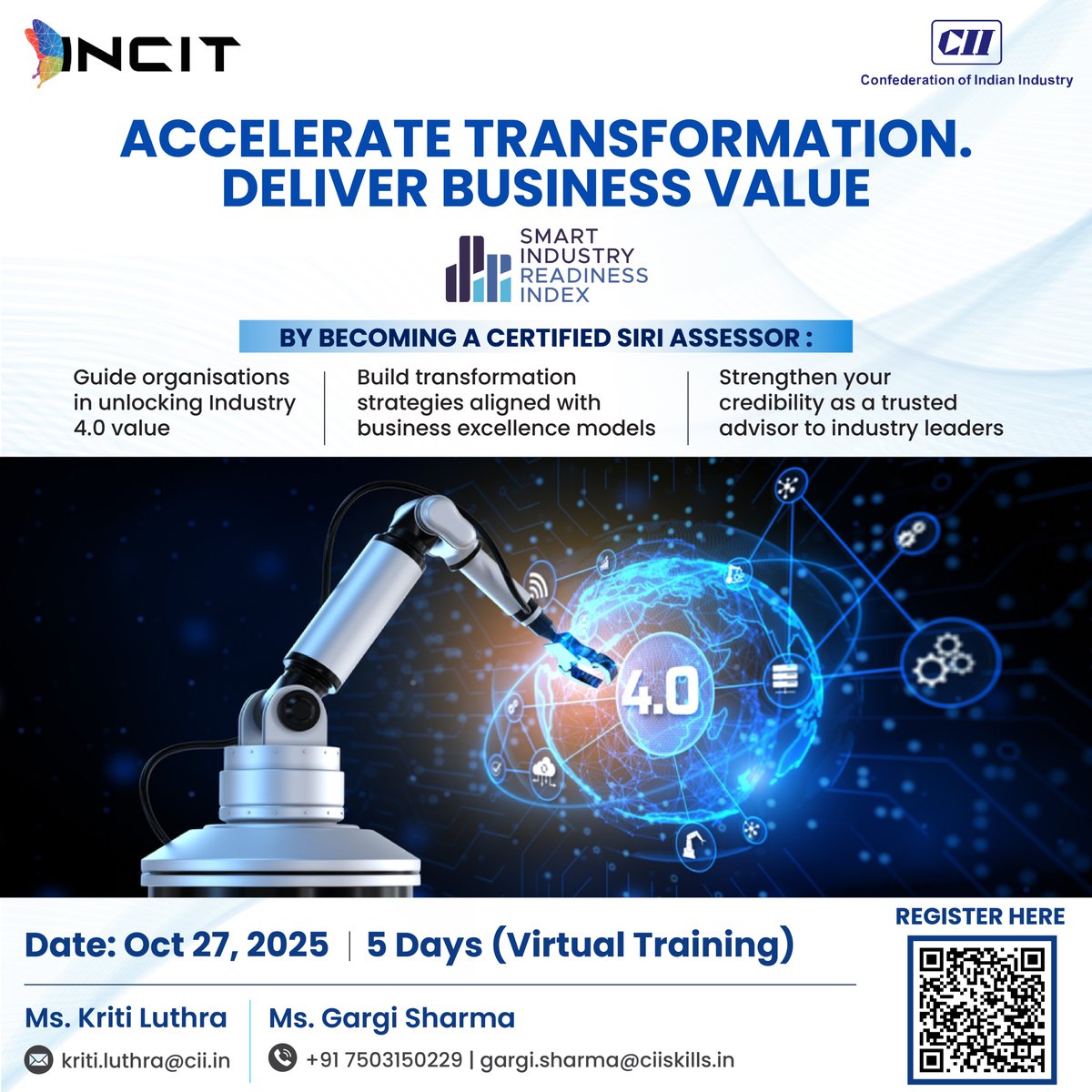 𝐑𝐞𝐚𝐝𝐲 𝐭𝐨 𝐥𝐞𝐚𝐝 𝐢𝐧𝐝𝐮𝐬𝐭𝐫𝐢𝐞𝐬 𝐭𝐡𝐫𝐨𝐮𝐠𝐡 𝐭𝐡𝐞𝐢𝐫 𝐝𝐢𝐠𝐢𝐭𝐚𝐥 𝐭𝐫𝐚𝐧𝐬𝐟𝐨𝐫𝐦𝐚𝐭𝐢𝐨𝐧?

👉 To future-proof your career, register now or scan the QR code.
🔗lnkd.in/dqs257UH

#ProfessionalCertification #CareerGrowth #IndustryLeadership