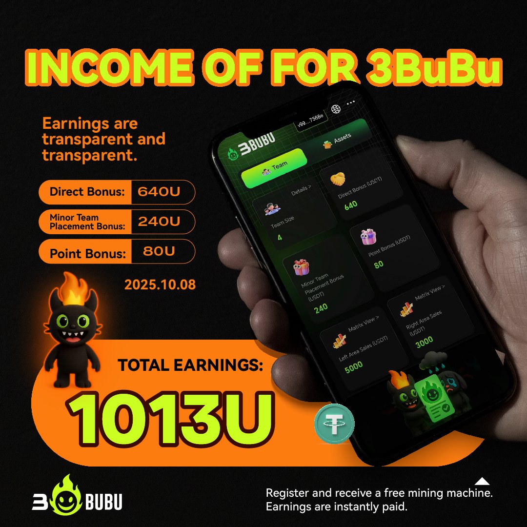 E71654xua's tweet photo. ๐ฅ Daily 3BuBu Update
๐ 1013U + 543U + 343U = 1899U
โก On-chain verified and instantly credited.
๐ https://t.co/NYsQdKY8EJ
#3BuBu #IncomeReport #NodeEarnings #Web3Rewards https://t.co/OTEdAK5Nhh