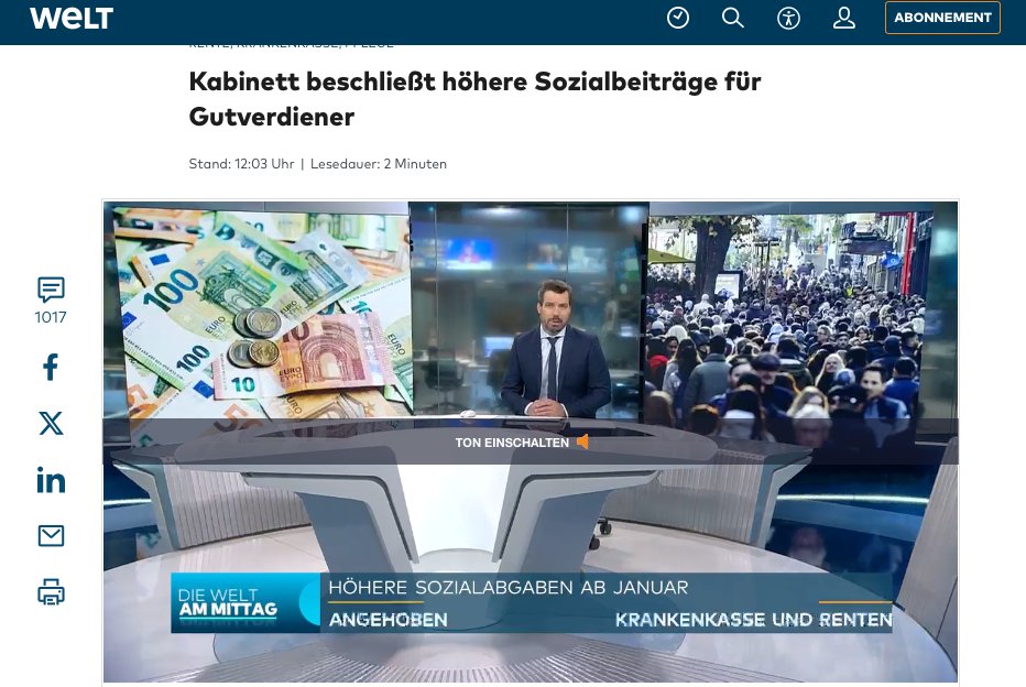 Die #Bundesregierung sucht händeringend nach neuen Wegen, die Bürger weiter zu schröpfen. Jetzt sind die „#Gutverdiener“ dran – höhere Sozialabgaben ohne Debatte. Gerecht? Wohl kaum.
Dabei ließe sich sparen: bei #Migration, #Energiewende &amp; fragwürdigen Klimaprojekten.