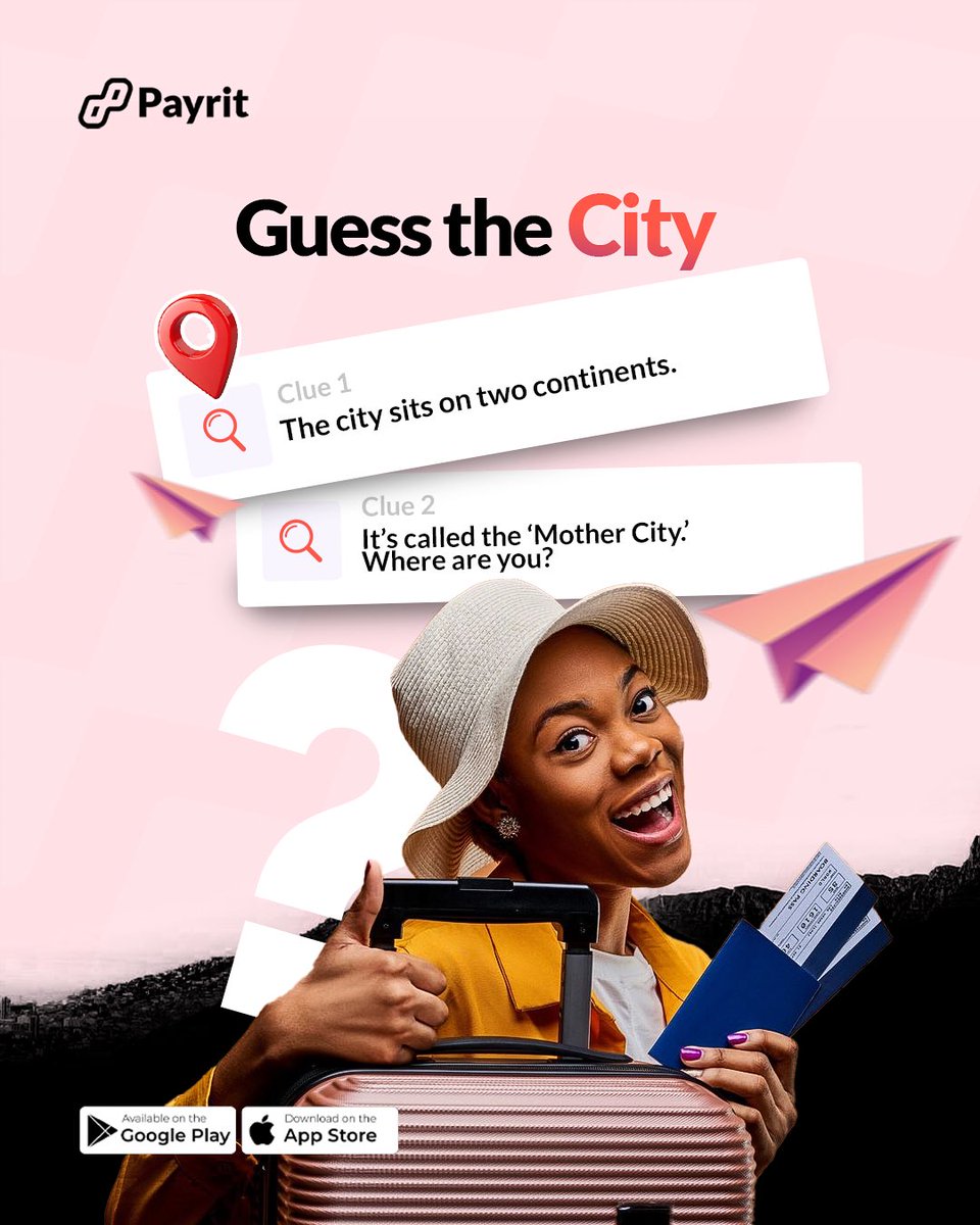 Let’s play a game! 

We’ve got 2 clues and 1 city 🌍✈️

Can you guess where this is? 🤔💭

Drop your answers in the comments ⬇️

(P.S. Wherever you’re going, your Naira pays instantly with Payrit.)