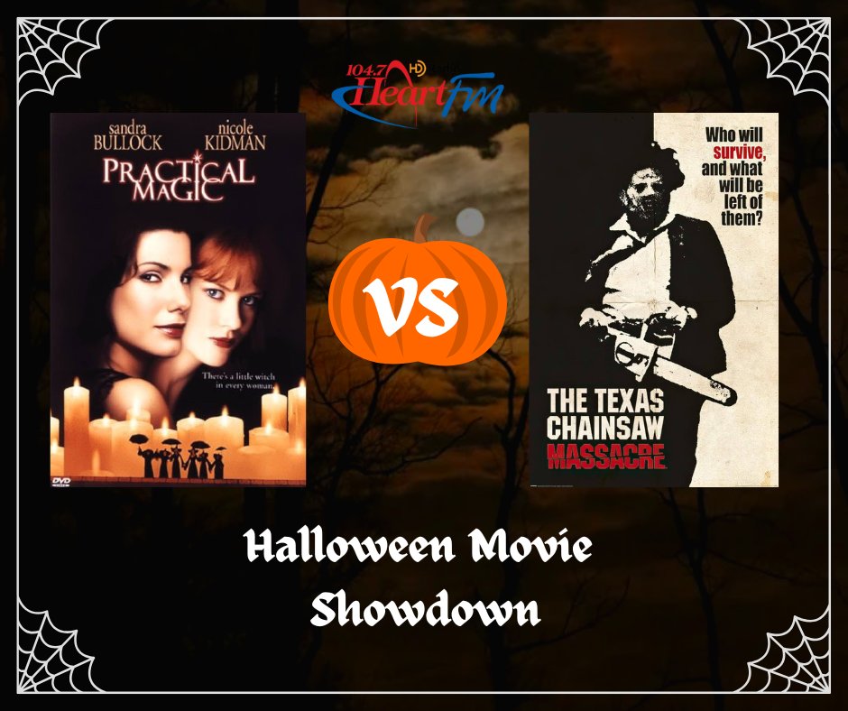 🎃📺 HEART FM HALLOWEEN MOVIE SHOWDOWN 📺🎃

Day 3 - Practical Magic vs. The Texas Chainsaw Massacre ✨🩸

You can call/text the Heart FM studio at 519-537-1047 to participate in the Halloween Movie Showdown 🤔