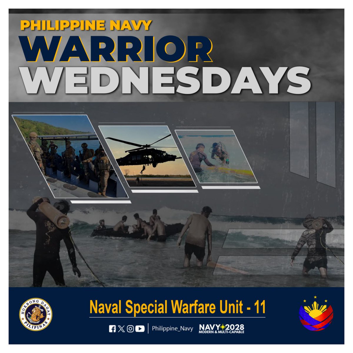 Philippine_Navy's tweet image. WARRIOR WEDNESDAYS | Naval Special Warfare Unit 11
👉🏽facebook.com/share/p/1PHJXn…
#Frogmen 🐸🔱
#ProtectingtheSeasSecuringOurFuture
#ModernandMultiCapablePHNavy
#OneAFPOnePhilippines
#StrongAFPStrongPhilippines